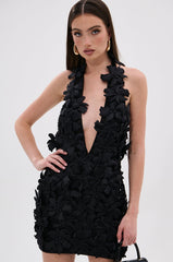 ASHLEY FLORAL MINI DRESS IN BLACK