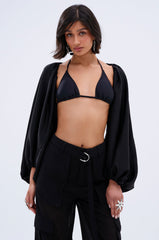 COVER UP CHIFFON SHRUG IN BLACK