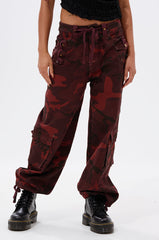 CANT SEE ME BURGUNDY CAMP CARGO JOGGER