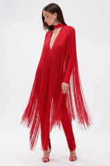 BELLE BANDAGE JUMPSUIT WITH FRINGE
