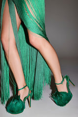 AZALEA WANG ANGELES GREEN FEATHER STILETTO SANDAL