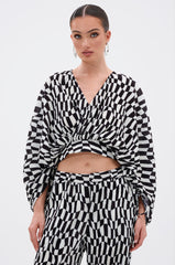 BARI CHECKERED BLOUSE