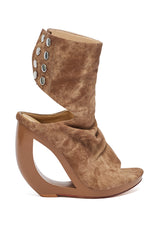 AZALEA WANG CIRCOS BROWN WEDGE BOOTIE