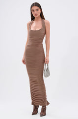 ALWAYS ON THE MOVE RUCHED MAXI DRESS