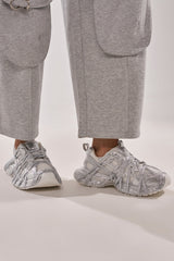 AZALEA WANG EADY SILVER EMBELLISHED BLOCK SNEAKER