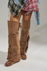 AZALEA WANG EDMUND BROWN FLAT WESTERN BOOT