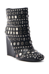AZALEA WANG FLETCHER BLACK SILVER METAL BOOTIE