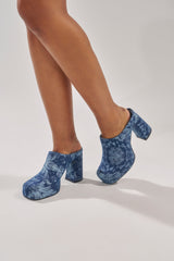 AZALEA WANG FLOREA DENIM PRINT MULE