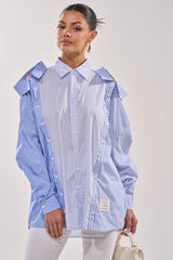 ALL OVER THE PLACE BLUE STRIPED BUTTON DOWN