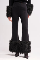 COZY VIBES SWEATER PANT WITH FUR CUFF IN BLACK