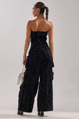 CAUGHT YOUR EYE VELVET DENIM JUMPSUIT IN SNAKEPRINT
