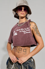 BLOCK HIS NUMBER CROPPED T-SHIRT