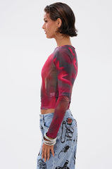AURA LONG SLEEVE MESH TOP