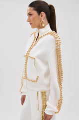 BALLS TO THE WALL ZIP UP SWEATSHIRT IN WHITE
