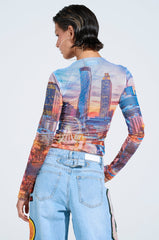 CITY LIGHTS MESH LONG SLEEVE TOP