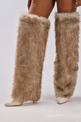 AZALEA WANG LAGANN BONE THIGH HIGH FUR LUXE BOOT