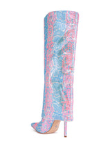 AZALEA WANG LUXER PINK AND BLUE MULTI RHINESTONE BOOT