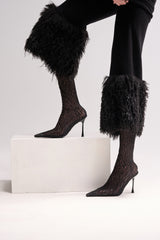 AZALEA WANG NICKLAS BLACK LEOPARD STILETTO BOOTIE