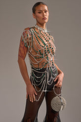 DANCING QUEEN RHINESTONE CHAIN TOP