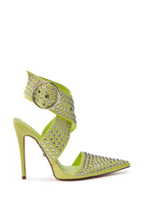 AZALEA WANG SALVIA LIME STUDDED STILETTO PUMP