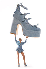 AZALEA WANG SPROUT DENIM CHUNKY PUMP