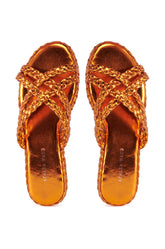 AZALEA WANG AMMON ORANGE METALLIC BRAIDED SANDAL