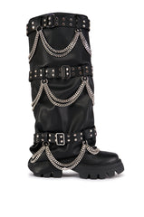 AZALEA WANG CHANDRA BLACK SILVER HARDWARE BOOT