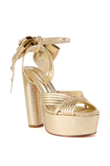 AZALEA WANG CRAWLEY GOLD CHUNKY BOW SANDAL
