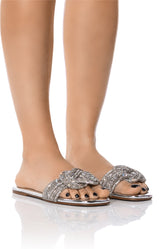 AZALEA WANG ALTHEA EMBELLISHED FLAT IN SILVER
