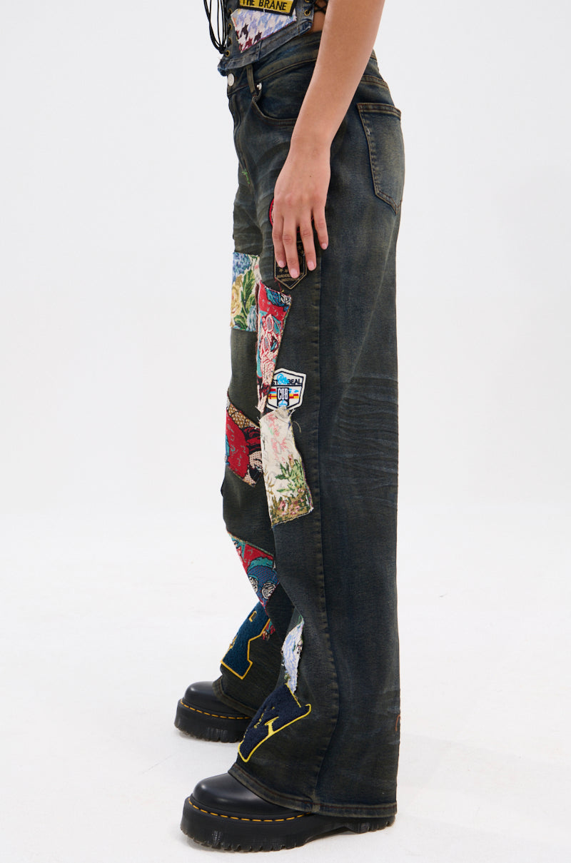 ARTS AND CRAFTS PATCH WORK DENIM PANTS