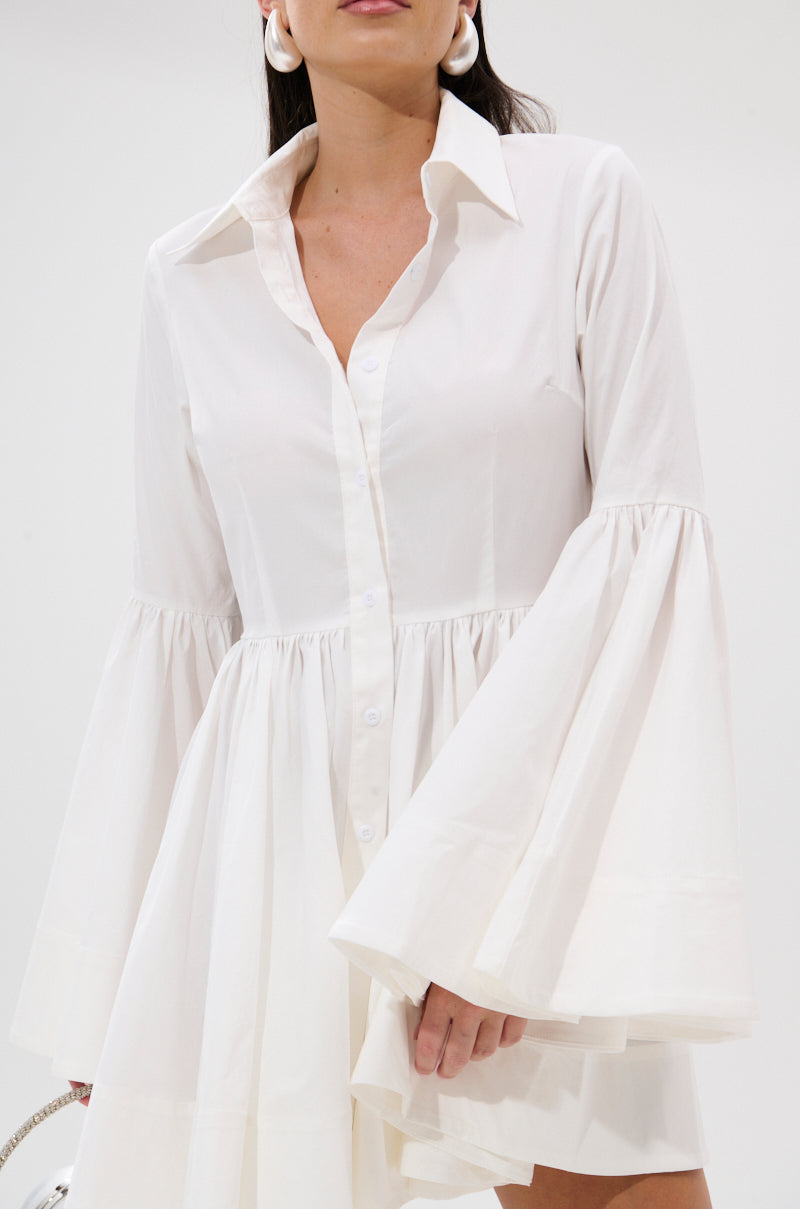 AROUND THE WORLD POPLIN MINI DRESS