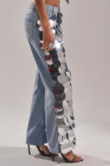 CHECK IT OUT SEQUIN DENIM PANT