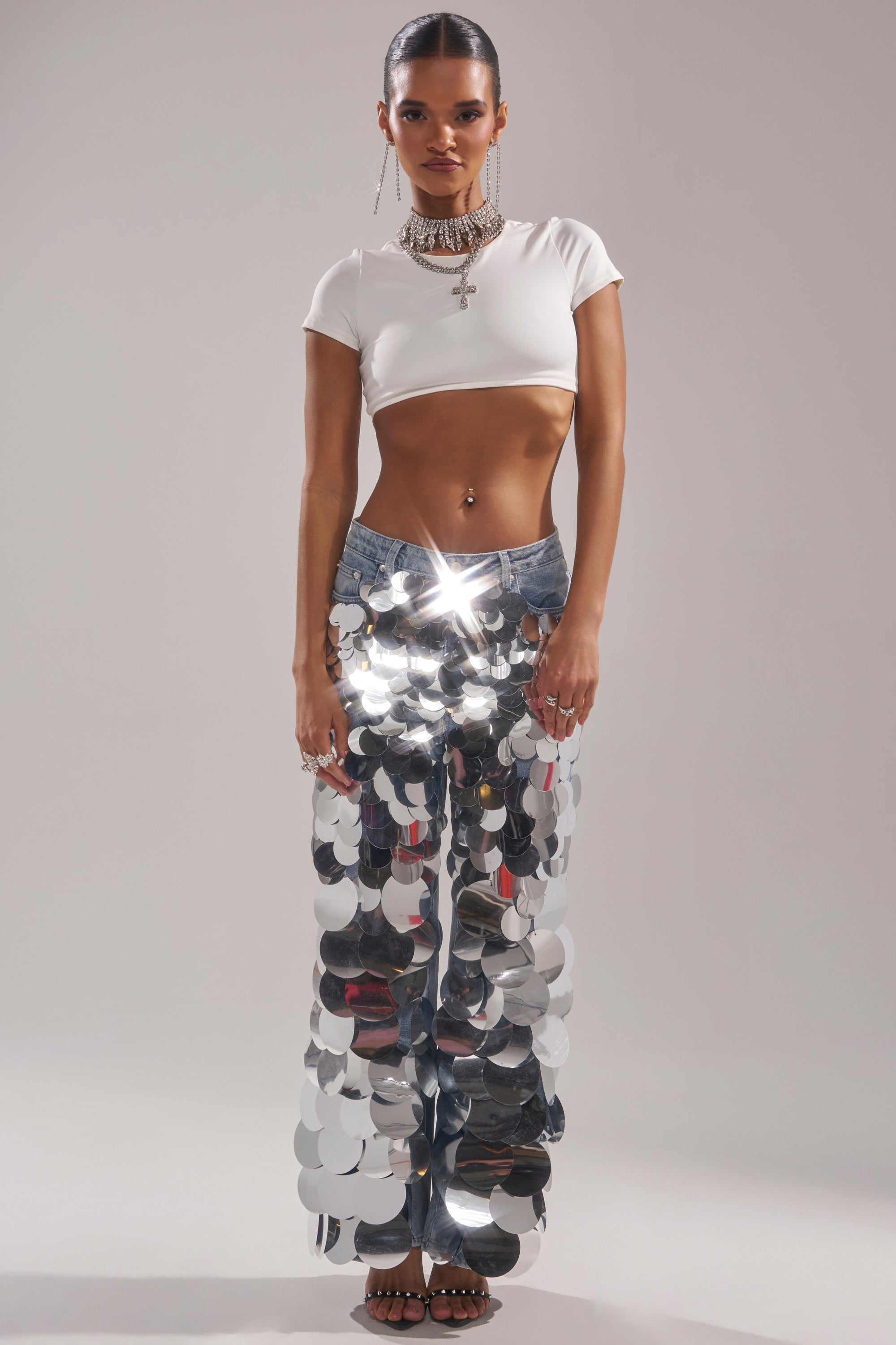 CHECK IT OUT SEQUIN DENIM PANT