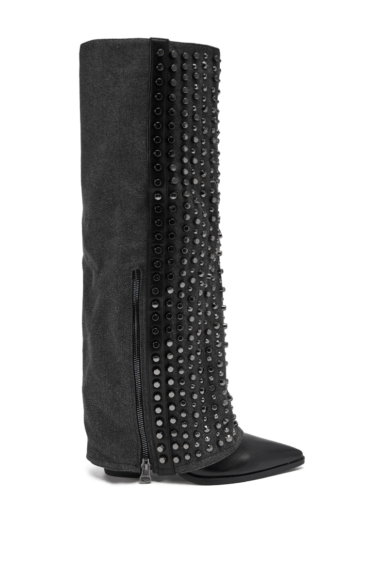 AZALEA WANG AGUSTUE BLACK STUDDED WESTERN BOOT