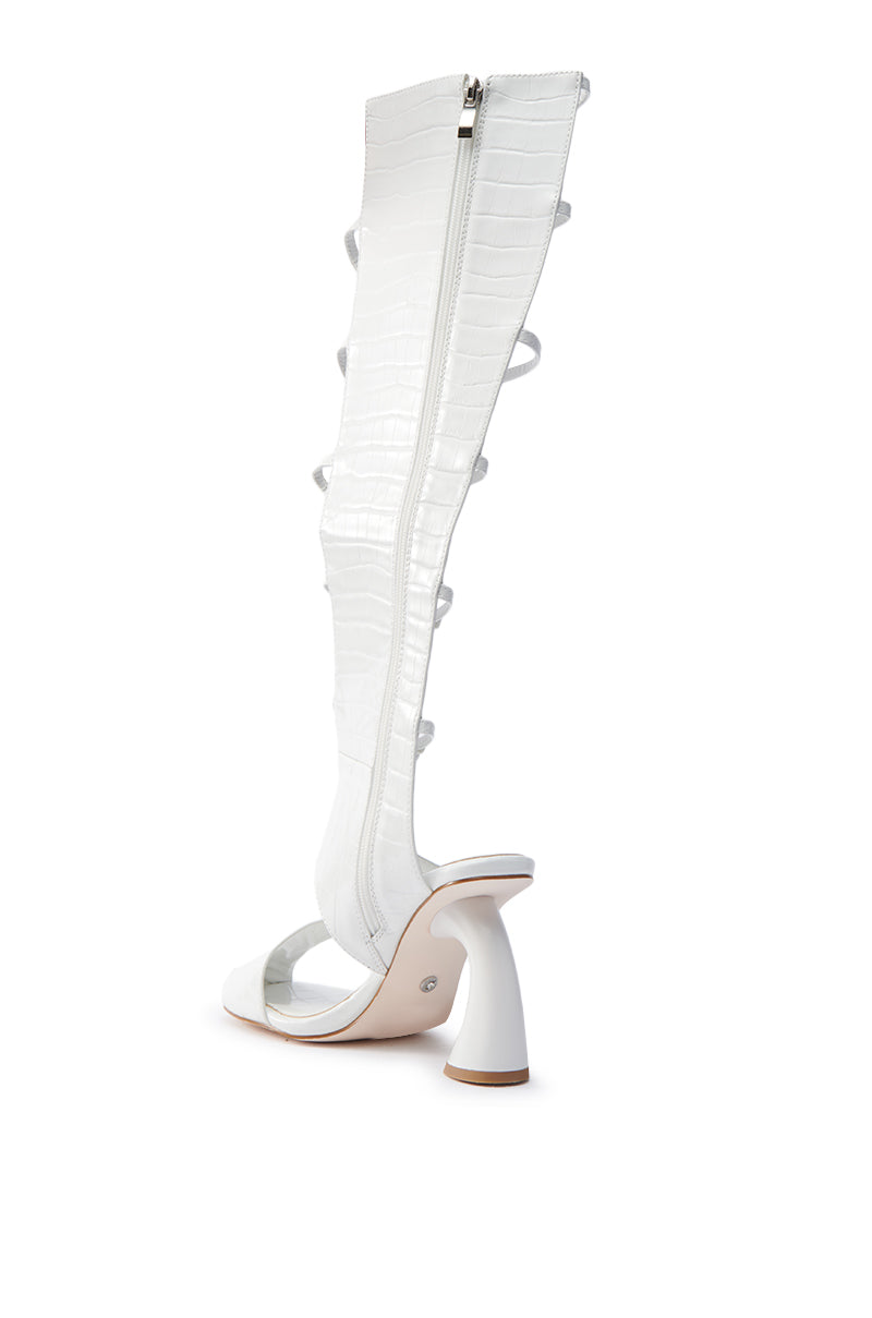 AZALEA WANG ANDRIUS WHITE CROC CHUNKY GLADIATOR SANDAL