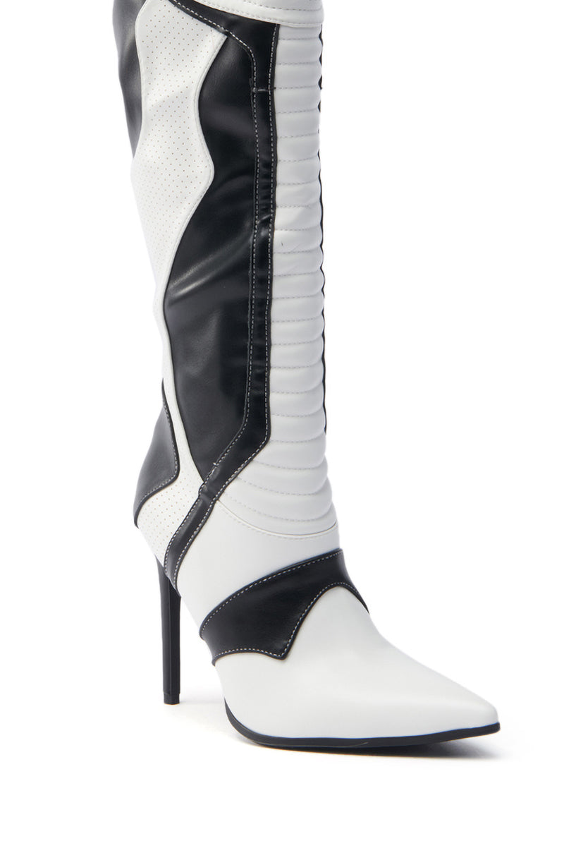 AZALEA WANG RODRIGO BLACK AND WHITE BOOT STILETTO