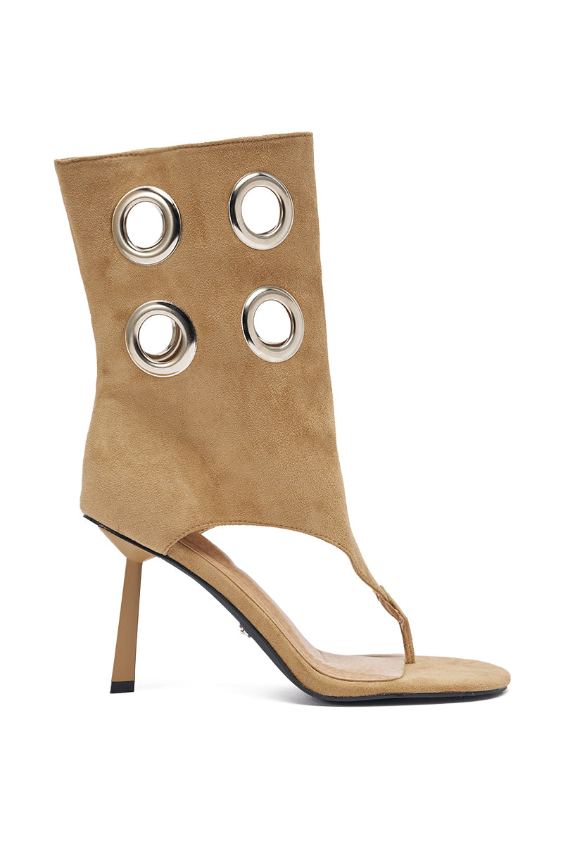 AZALEA WANG BAINA TAN SILVER HARDWARE STILETTO SANDAL