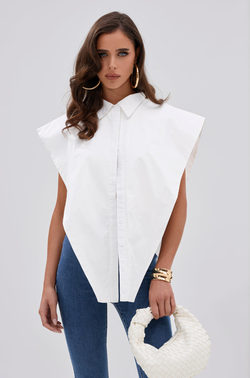 ALWAYS GIVING BUTTON DOWN POPLIN BLOUSE