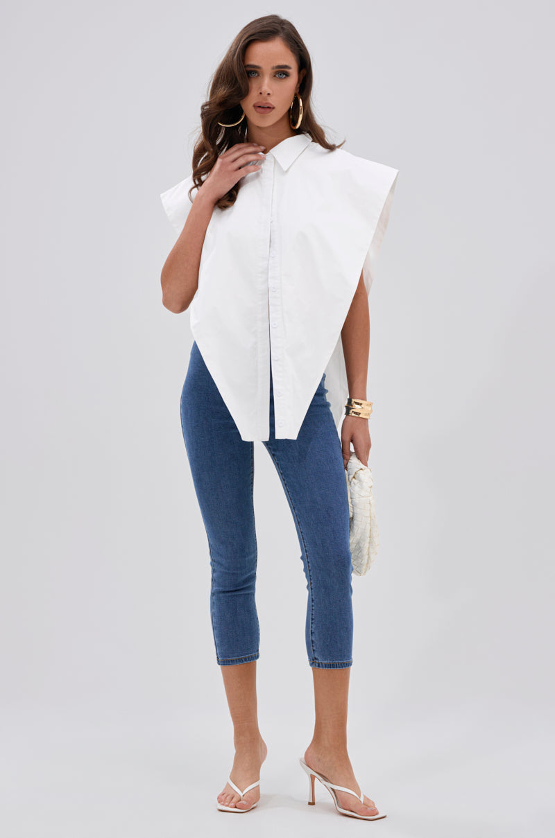 ALWAYS GIVING BUTTON DOWN POPLIN BLOUSE