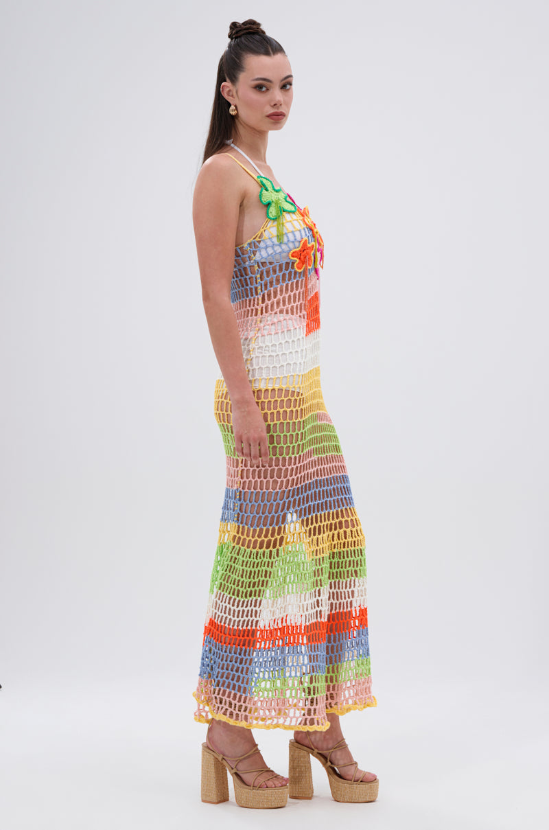BEACHIN IT CROCHET BEADED MAXI DRESS