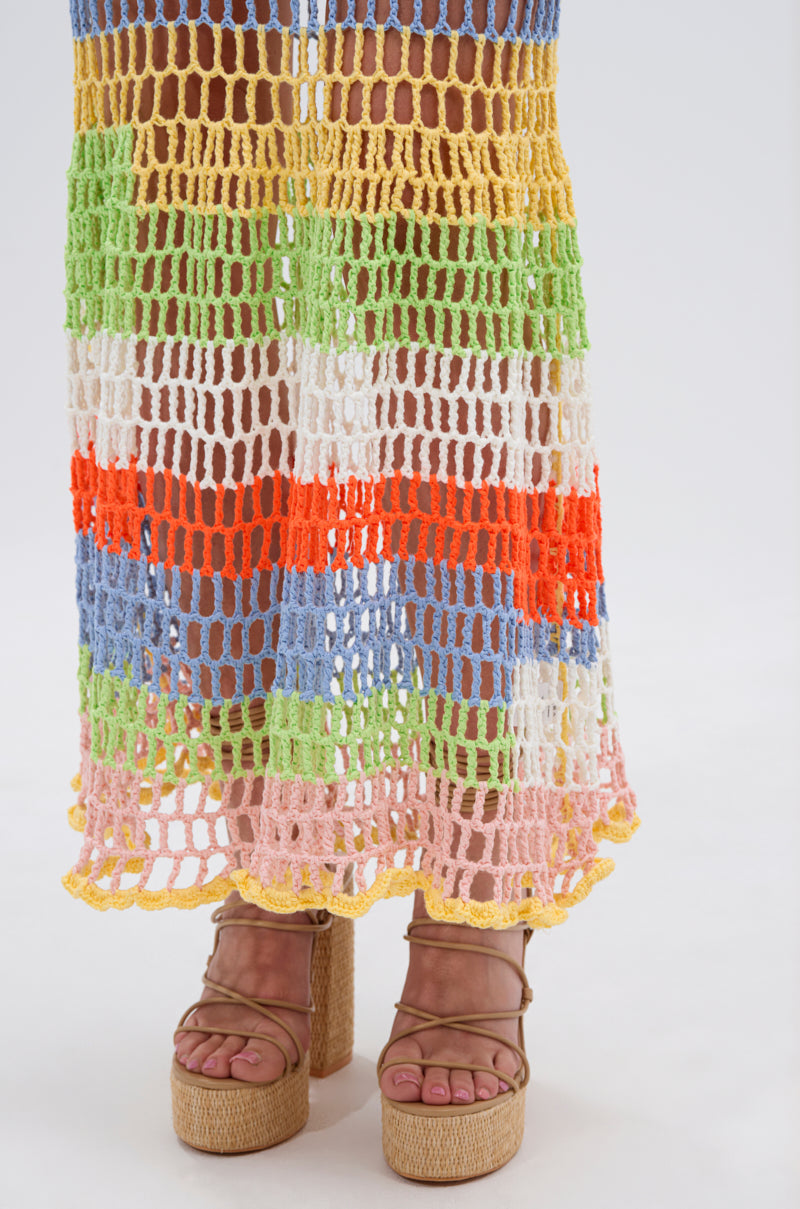BEACHIN IT CROCHET BEADED MAXI DRESS