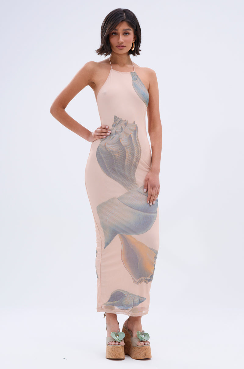 BY THE SEASHORE PRINTED MAXI DRESS