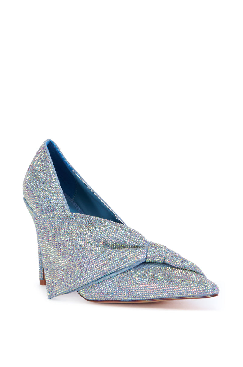 AZALEA WANG GEOVANNI SPARKLE DENIM PUMP WITH BOW DETAIL