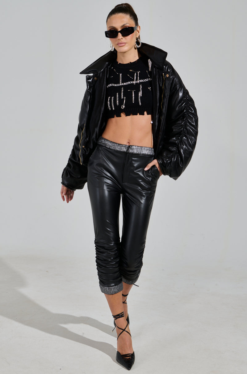 ALWAYS BEST DRESSED CAPRI IN BLACK PU
