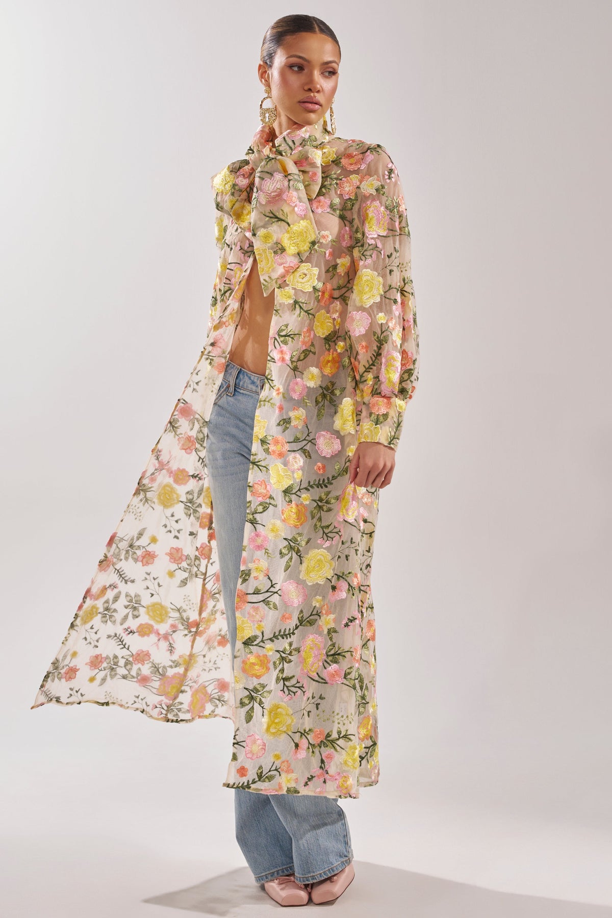 BOUQUET DREAMS FLORAL TULLE DUSTER