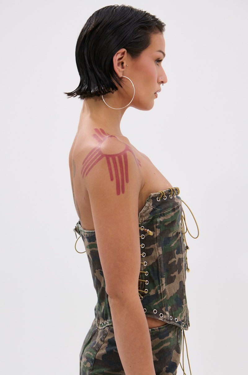 DOWN AND DIRTY CAMO CORSET