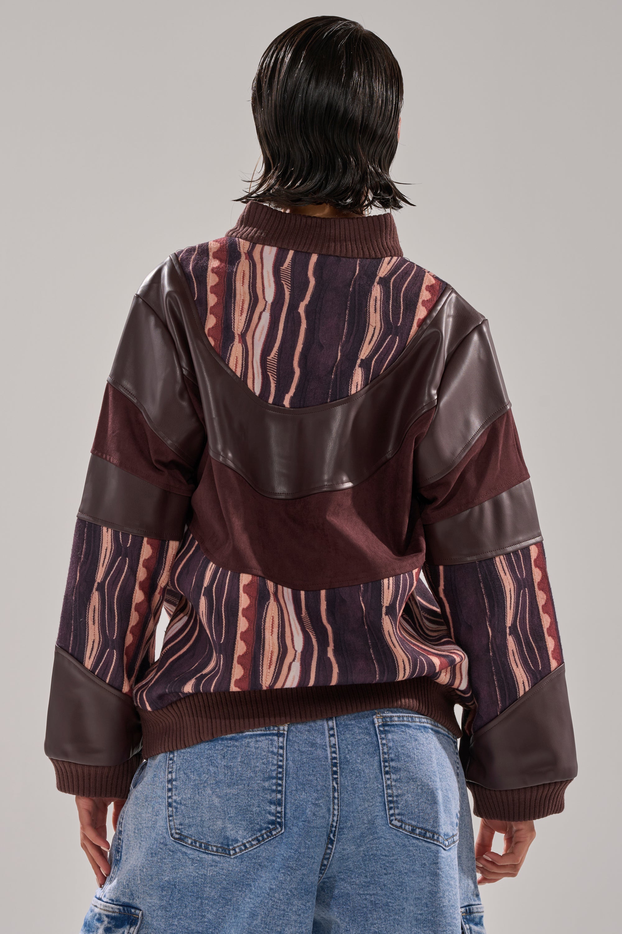 CRAZY IN LOVE FAUX LEATHER SWEATSHIRT