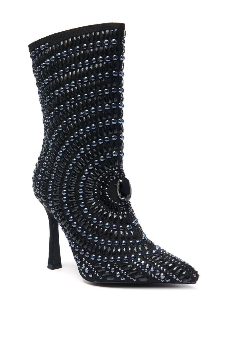 AZALEA WANG HILLEL PEWTER RHINESTONE BOOTIE