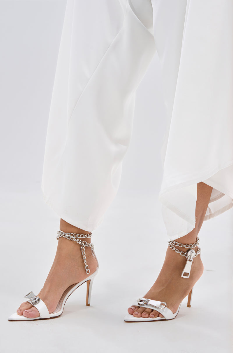 AZALEA WANG HORUS WHITE ZIPPER EMBELLISHMENT SANDAL