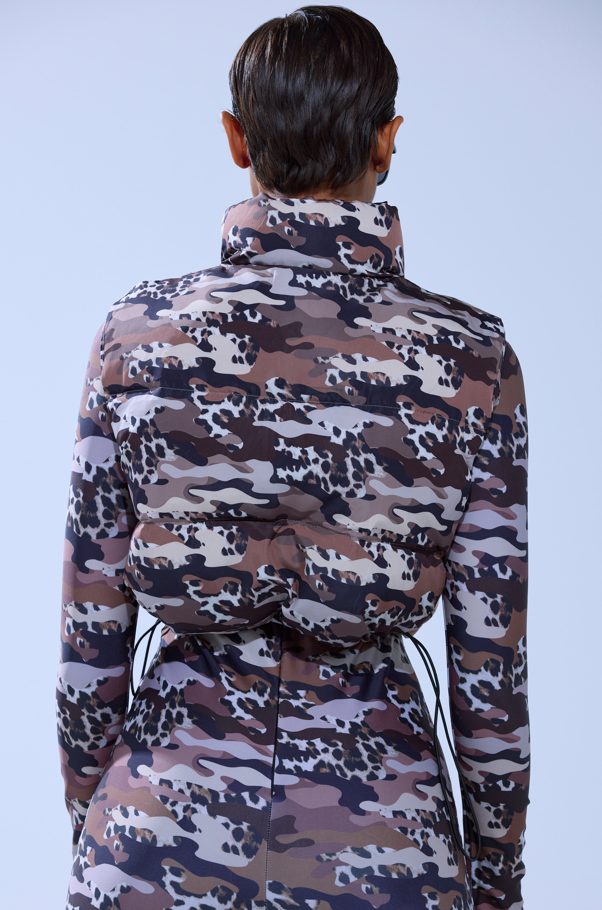 CAMO CHEETAH PRINT PUFFER VEST